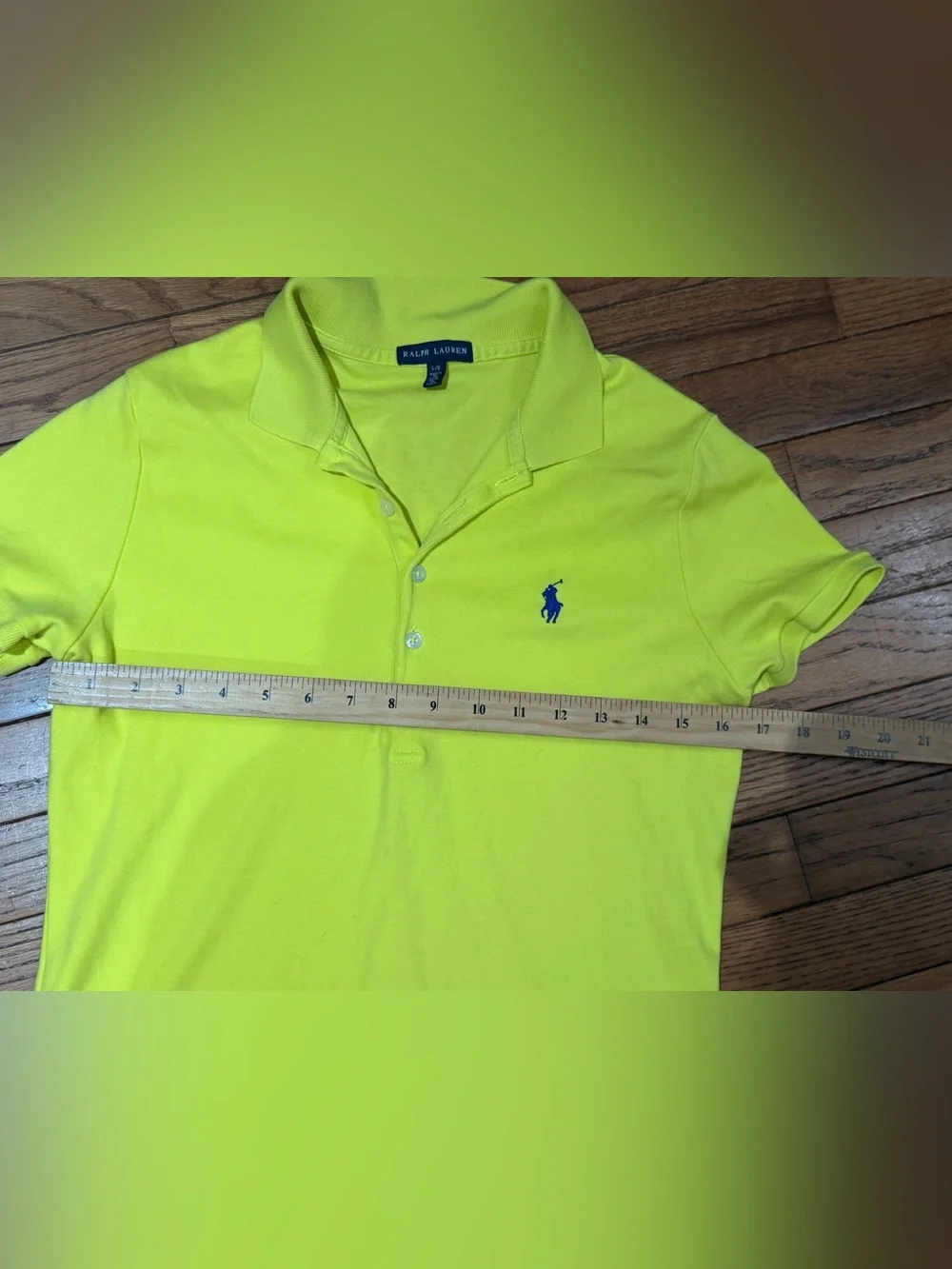 Ralph Lauren Neon Yellow Polo with Navy Pony - Picture 3 of 5